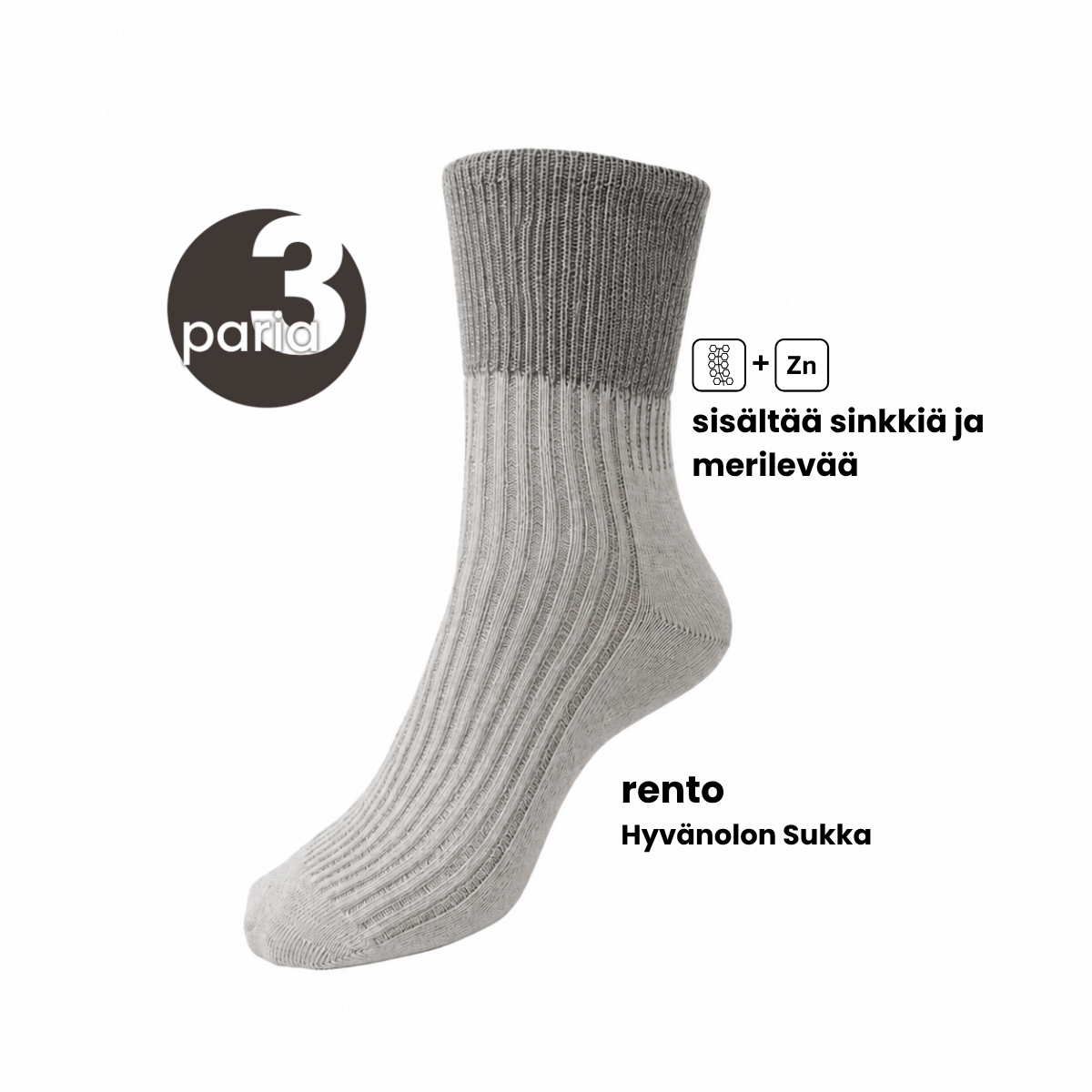 Rento Kiristämätön Hyvänolonsukka pakkaus 3 paria