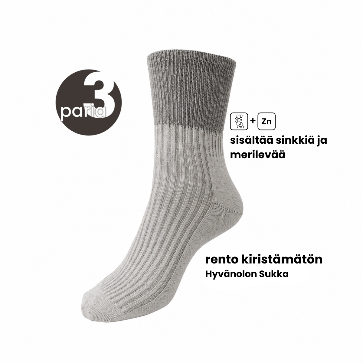 Rento Kiristämätön Hyvänolonsukka pakkaus 3 paria