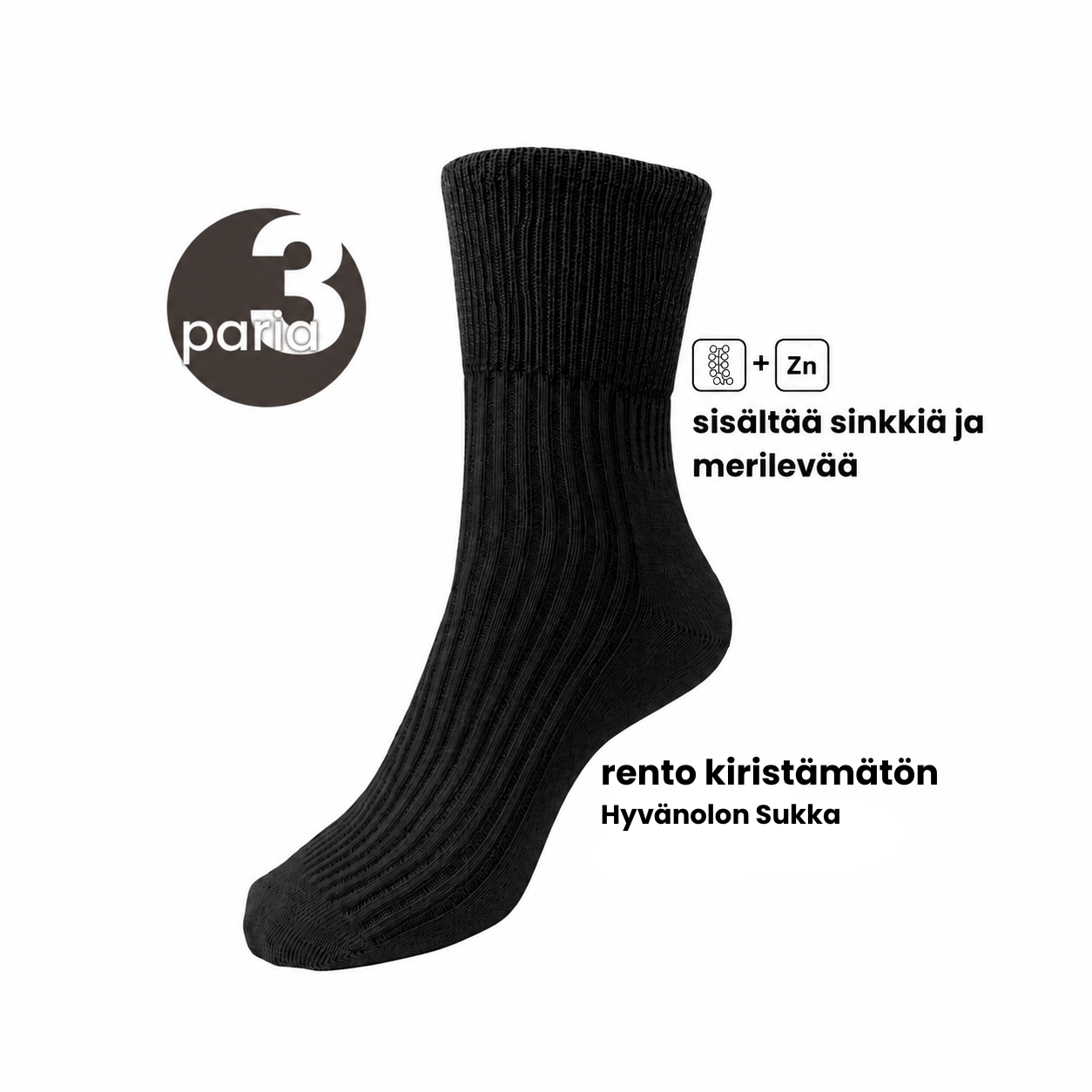 Rento Kiristämätön Hyvänolonsukka pakkaus 3 paria