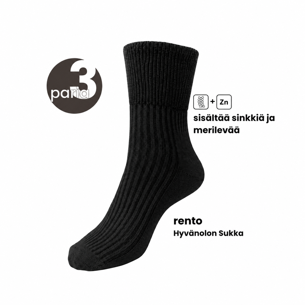 Rento Kiristämätön Hyvänolonsukka pakkaus 3 paria